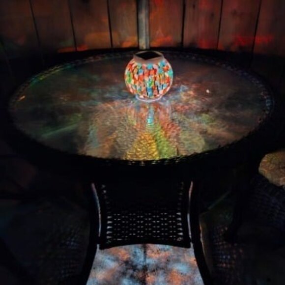 Color Changing Solar Powered Glass Mosaic Ball Led Garden Lights, Rechargeable - Picture 3 of 3